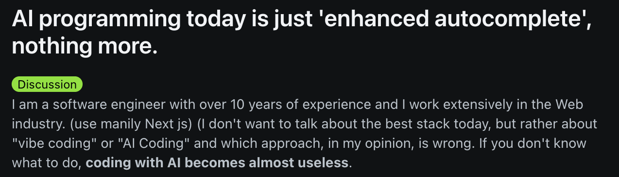 /r/nextjs/comments/1mgpcuv/ai_programming_today_is_just_enhanced/